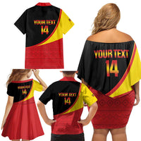Custom Uganda Cricket Family Matching Off Shoulder Short Dress and Hawaiian Shirt Go Cranes African Pattern - Wonder Print Shop