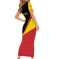 Custom Uganda Cricket Family Matching Short Sleeve Bodycon Dress and Hawaiian Shirt Go Cranes African Pattern - Wonder Print Shop