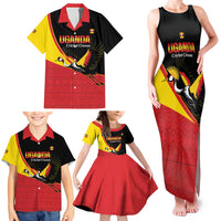 Custom Uganda Cricket Family Matching Tank Maxi Dress and Hawaiian Shirt Go Cranes African Pattern - Wonder Print Shop