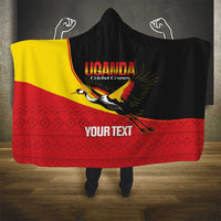 Custom Uganda Cricket Hooded Blanket Go Cranes African Pattern - Wonder Print Shop