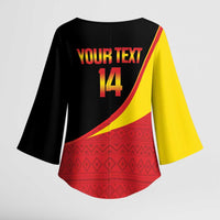 Custom Uganda Cricket Kimono Sleeve Blouse Go Cranes African Pattern - Wonder Print Shop