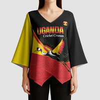 Custom Uganda Cricket Kimono Sleeve Blouse Go Cranes African Pattern - Wonder Print Shop