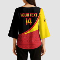 Custom Uganda Cricket Kimono Sleeve Blouse Go Cranes African Pattern - Wonder Print Shop