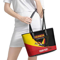 Custom Uganda Cricket Leather Tote Bag Go Cranes African Pattern - Wonder Print Shop