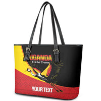 Custom Uganda Cricket Leather Tote Bag Go Cranes African Pattern - Wonder Print Shop