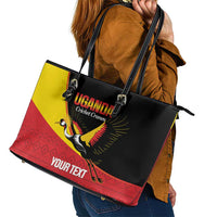 Custom Uganda Cricket Leather Tote Bag Go Cranes African Pattern - Wonder Print Shop