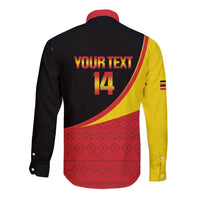 Custom Uganda Cricket Long Sleeve Button Shirt Go Cranes African Pattern - Wonder Print Shop