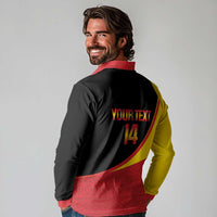 Custom Uganda Cricket Long Sleeve Polo Shirt Go Cranes African Pattern - Wonder Print Shop