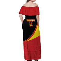 Custom Uganda Cricket Off Shoulder Maxi Dress Go Cranes African Pattern - Wonder Print Shop