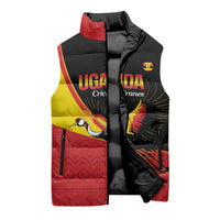 Custom Uganda Cricket Sleeveless Puffer Jacket Go Cranes African Pattern - Wonder Print Shop