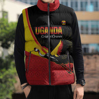 Custom Uganda Cricket Sleeveless Puffer Jacket Go Cranes African Pattern - Wonder Print Shop