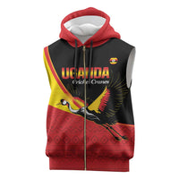 Custom Uganda Cricket Sleeveless Zip Hoodie Go Cranes African Pattern - Wonder Print Shop
