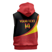 Custom Uganda Cricket Sleeveless Zip Hoodie Go Cranes African Pattern - Wonder Print Shop