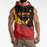 Custom Uganda Cricket Sleeveless Zip Hoodie Go Cranes African Pattern - Wonder Print Shop
