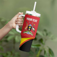 Custom Uganda Cricket Tumbler With Handle Go Cranes African Pattern - Wonder Print Shop