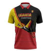 Custom Uganda Cricket Zipper Polo Shirt Go Cranes African Pattern - Wonder Print Shop