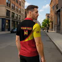 Custom Uganda Cricket Zipper Polo Shirt Go Cranes African Pattern - Wonder Print Shop