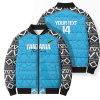 Custom Tanzania Cricket Bomber Puffer Jacket Go Cows Sporty African Pattern - Wonder Print Shop