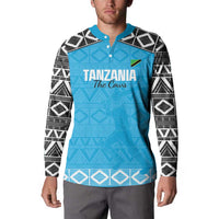 Custom Tanzania Cricket Button Sweatshirt Go Cows Sporty African Pattern - Wonder Print Shop