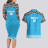 Custom Tanzania Cricket Couples Matching Long Sleeve Bodycon Dress and Hawaiian Shirt Go Cows Sporty African Pattern - Wonder Print Shop