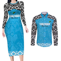 Custom Tanzania Cricket Couples Matching Long Sleeve Bodycon Dress and Long Sleeve Button Shirt Go Cows Sporty African Pattern - Wonder Print Shop