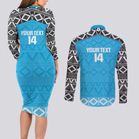 Custom Tanzania Cricket Couples Matching Long Sleeve Bodycon Dress and Long Sleeve Button Shirt Go Cows Sporty African Pattern - Wonder Print Shop