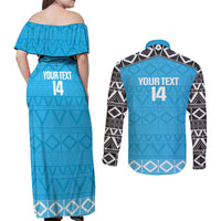 Custom Tanzania Cricket Couples Matching Off Shoulder Maxi Dress and Long Sleeve Button Shirt Go Cows Sporty African Pattern - Wonder Print Shop