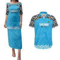 Custom Tanzania Cricket Couples Matching Puletasi and Hawaiian Shirt Go Cows Sporty African Pattern - Wonder Print Shop