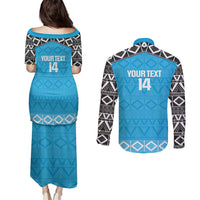 Custom Tanzania Cricket Couples Matching Puletasi and Long Sleeve Button Shirt Go Cows Sporty African Pattern - Wonder Print Shop