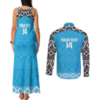 Custom Tanzania Cricket Couples Matching Tank Maxi Dress and Long Sleeve Button Shirt Go Cows Sporty African Pattern - Wonder Print Shop