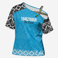 Custom Tanzania Cricket Cross Shoulder Shirt Go Cows Sporty African Pattern - Wonder Print Shop