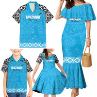Custom Tanzania Cricket Family Matching Mermaid Dress and Hawaiian Shirt Go Cows Sporty African Pattern - Wonder Print Shop