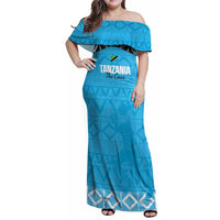 Custom Tanzania Cricket Family Matching Off Shoulder Maxi Dress and Hawaiian Shirt Go Cows Sporty African Pattern - Wonder Print Shop