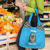 Custom Tanzania Cricket Grocery Bag Go Cows Sporty African Pattern - Wonder Print Shop