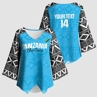 Custom Tanzania Cricket Kimono Sleeve Blouse Go Cows Sporty African Pattern - Wonder Print Shop