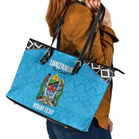 Custom Tanzania Cricket Leather Tote Bag Go Cows Sporty African Pattern - Wonder Print Shop