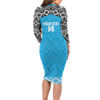 Custom Tanzania Cricket Long Sleeve Bodycon Dress Go Cows Sporty African Pattern - Wonder Print Shop