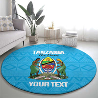 Custom Tanzania Cricket Round Carpet Go Cows Sporty African Pattern - Wonder Print Shop