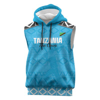 Custom Tanzania Cricket Sleeveless Hoodie Go Cows Sporty African Pattern - Wonder Print Shop