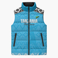 Custom Tanzania Cricket Sleeveless Puffer Jacket Go Cows Sporty African Pattern - Wonder Print Shop