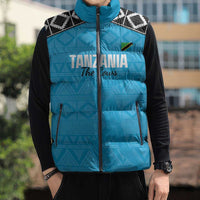 Custom Tanzania Cricket Sleeveless Puffer Jacket Go Cows Sporty African Pattern - Wonder Print Shop