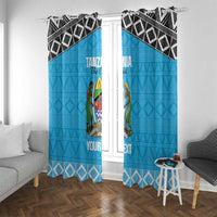 Custom Tanzania Cricket Window Curtain Go Cows Sporty African Pattern - Wonder Print Shop