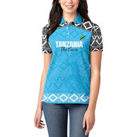 Custom Tanzania Cricket Women Polo Shirt Go Cows Sporty African Pattern - Wonder Print Shop