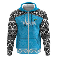 Custom Tanzania Cricket Zip Hoodie Go Cows Sporty African Pattern - Wonder Print Shop