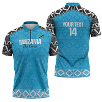Custom Tanzania Cricket Zipper Polo Shirt Go Cows Sporty African Pattern - Wonder Print Shop