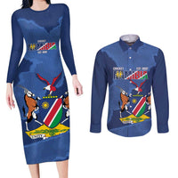 Custom Namibia Cricket Couples Matching Long Sleeve Bodycon Dress and Long Sleeve Button Shirt Go Eagles Est 1992 - Wonder Print Shop