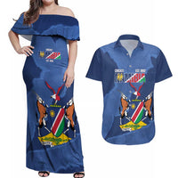 Custom Namibia Cricket Couples Matching Off Shoulder Maxi Dress and Hawaiian Shirt Go Eagles Est 1992 - Wonder Print Shop
