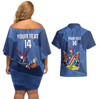 Custom Namibia Cricket Couples Matching Off Shoulder Short Dress and Hawaiian Shirt Go Eagles Est 1992 - Wonder Print Shop