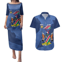 Custom Namibia Cricket Couples Matching Puletasi and Hawaiian Shirt Go Eagles Est 1992 - Wonder Print Shop