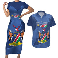 Custom Namibia Cricket Couples Matching Short Sleeve Bodycon Dress and Hawaiian Shirt Go Eagles Est 1992 - Wonder Print Shop